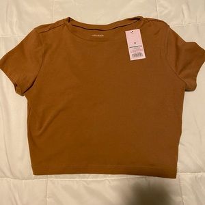 Burnt Orange/Tan Plain Crop Top NWT